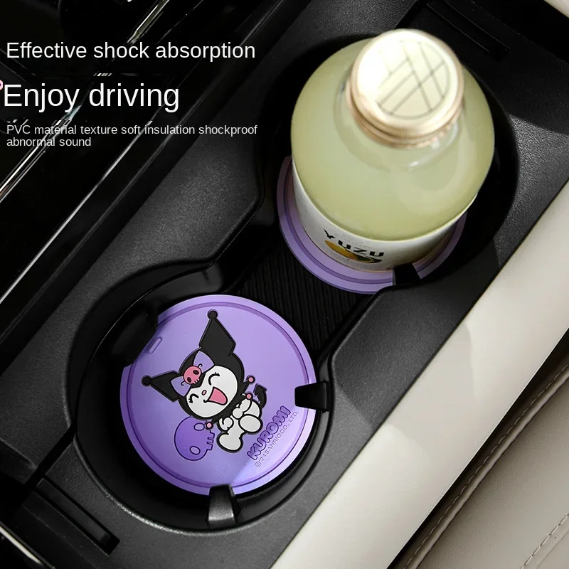 Sanrio Cute Cup Mat Car Interior Decoration Cartoon Hellokitty Kuromi Kawaii Vehicle Mounted Anti-Slip Water Coaster Mat Gifts