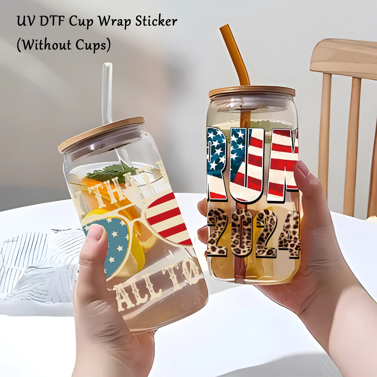 

4Pcs Trump Theme UV Transfer Sticker,Try That In A Small Town,Personalized Mark Cup Glass Can Decoration Sticker,Label Sticker