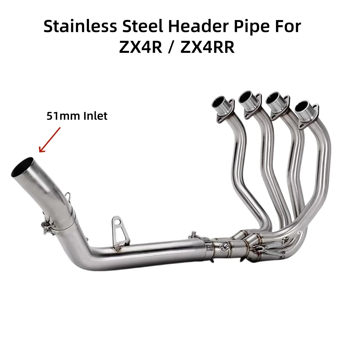 Motorcycle Exhaust Manifold Stainless Header Pipe Optional Original or 51MM Interface For ZX4R ZX4RR 2023-2025