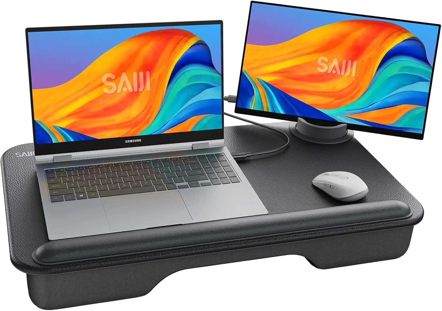 

Lap Desk for 17" Laptops, Lightweight Tray with Wrist Pad & Monitor Holder, Cushion for Couch Work/Gaming