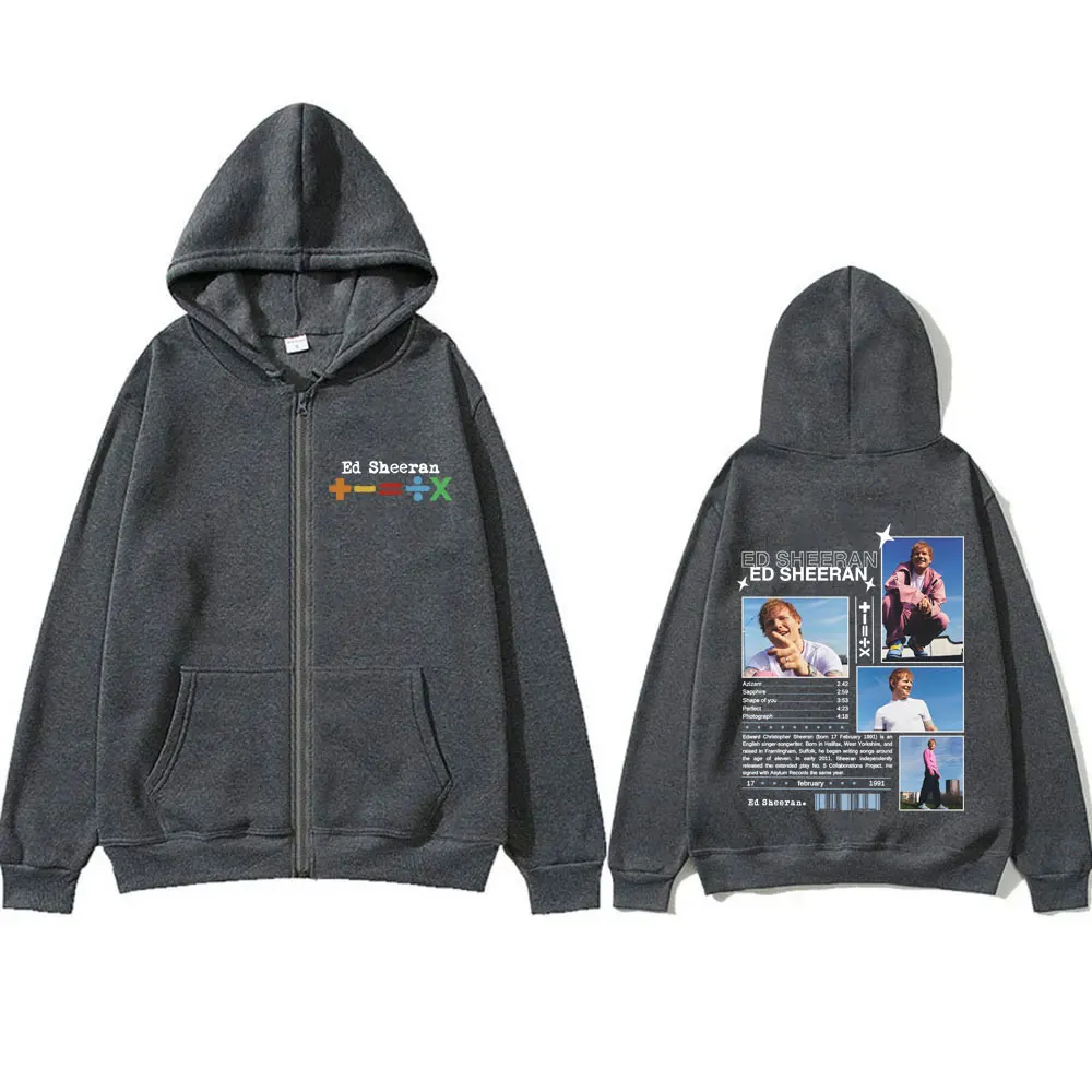 Ed Sheeran European Tour 2025, Reißverschluss-Hoodie für Herren und Damen, Vintage-Stil, lässige Reißverschlussjacke, männliche Mode, übergroße Fleece-Baumwoll-Hoodies