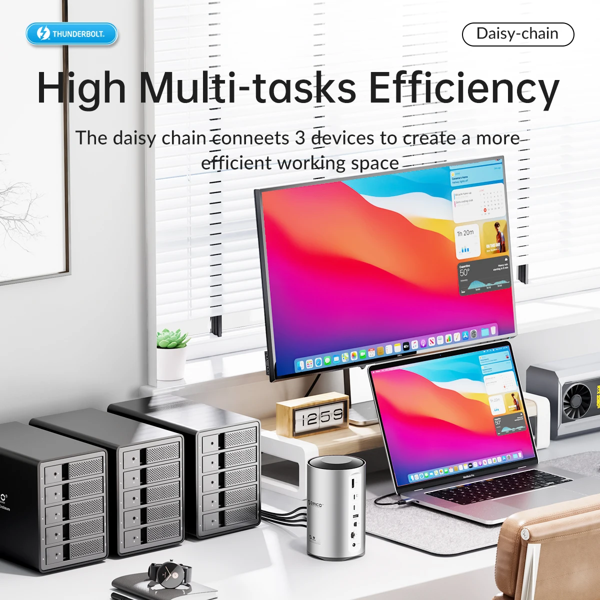 ORICO USB4 Type C Docking Station for MacBook Pro M1 M2 USB 3.0 HUB 8K HDMI-compatible DP RJ45 Audio With Power Adapter