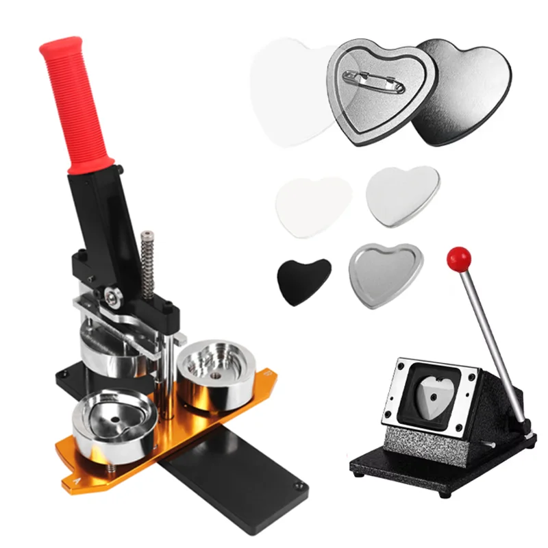 

Heart Button Maker Machine SET 57x53mm Fridge Photo Magnets Press Machine Badge Magnets Pin Button Parts for Home DIY Crafts
