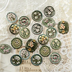 20pcs/pack Lacquer wax relief Stickers paper Materials DIY Scrapbooking Materials Collage Junk Journal Decor Sticker
