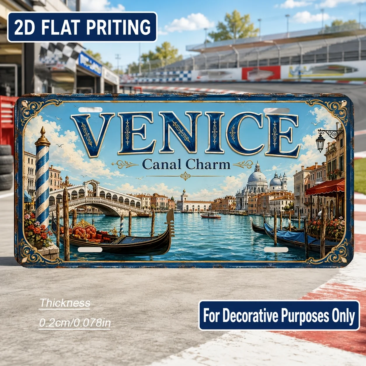 CIFbuy Retro Vintage Venice Italy Aluminum Wall Art Waterproof Wear Resistant Living Room Bar Patio Outdoor Halloween Decor Gift