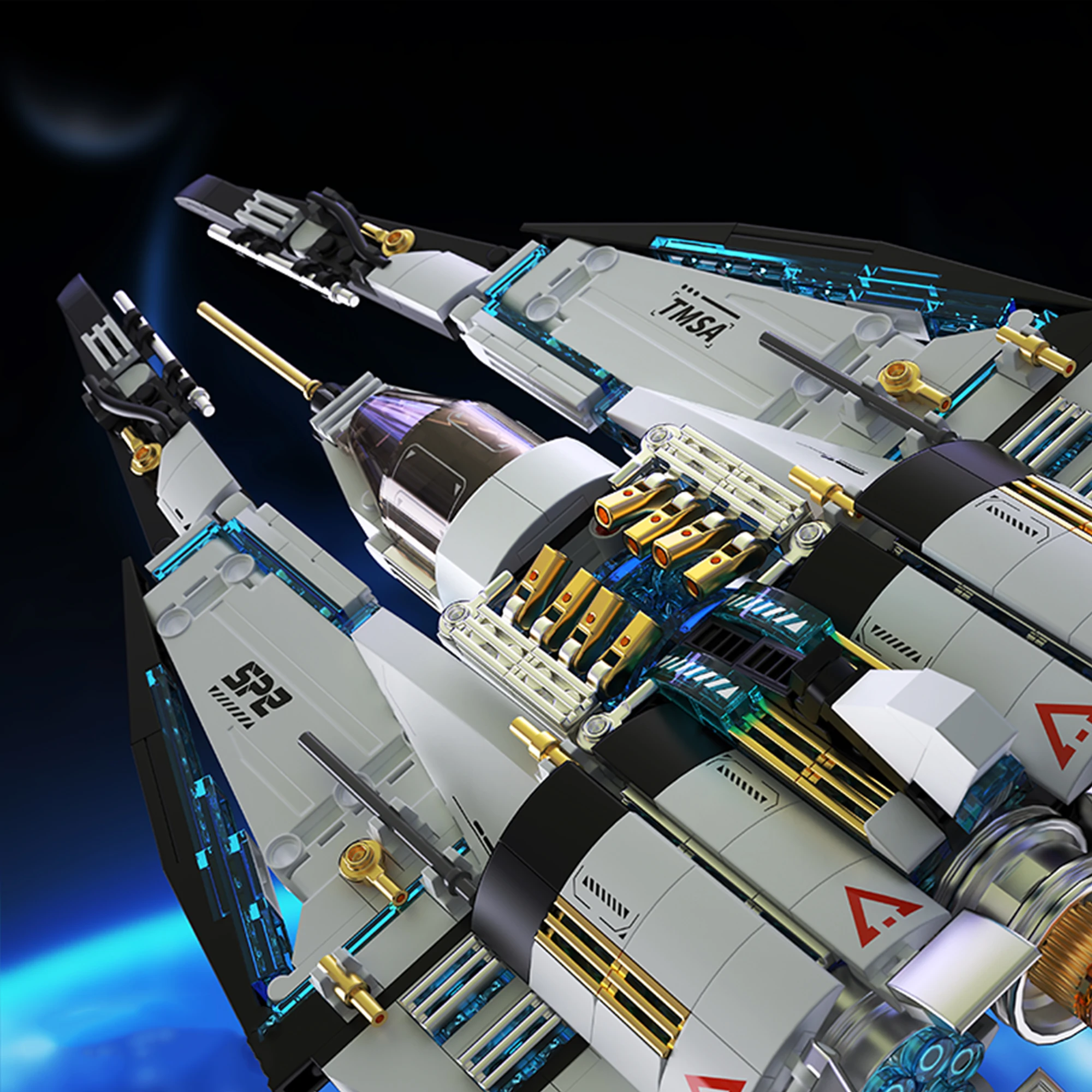 739-個のスタ​​ークルーザービルディングブロック-t5014-宇宙解説シリーズ星間クルーズ戦闘機レンガのおもちゃ子供大人ギフト用