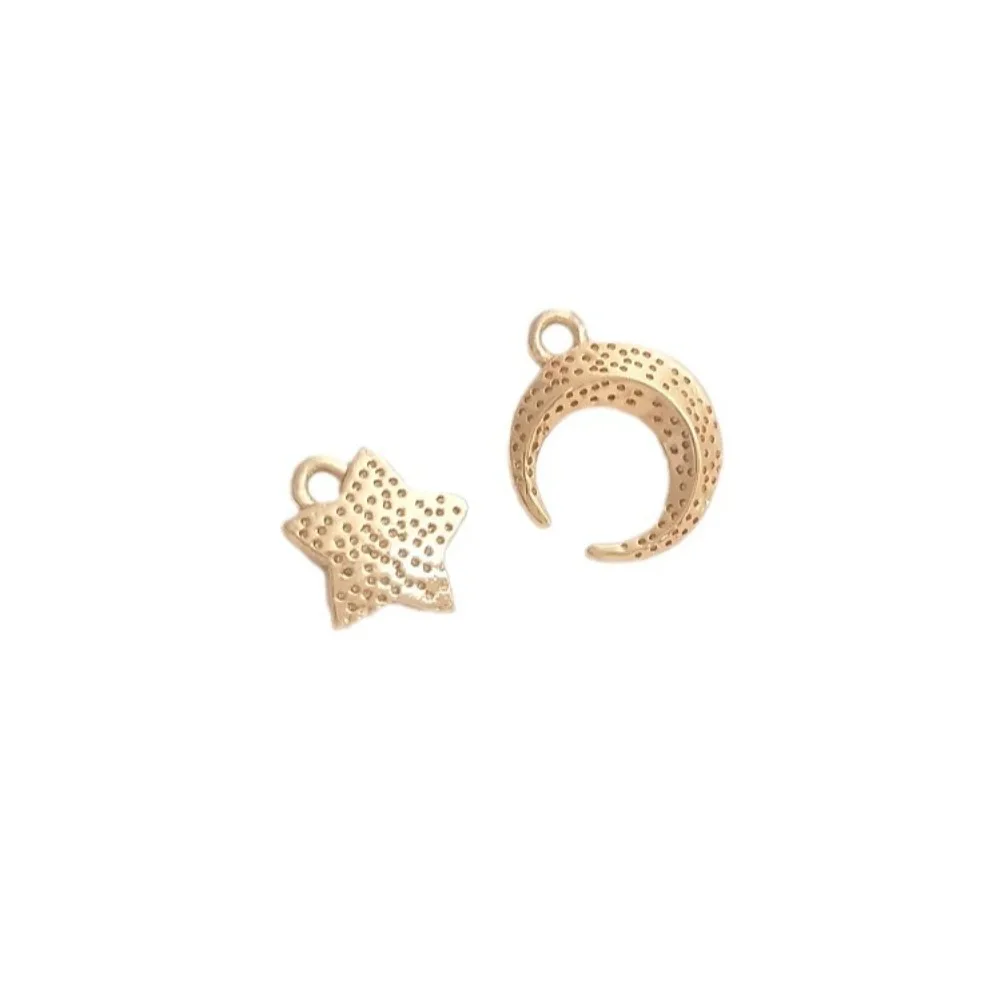 1Pcs Liontin Tembaga Warna Emas 14K Bentuk Bintang Bulan Aksesoris Buatan Tangan untuk Anting DIY, Gelang, dan Liontin