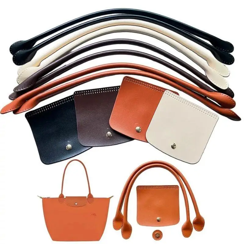 

Handmade PU Leather Flap Cover For Crochet Bag Handles Making Set Solid Color Bag Straps Dumpling Bag Parts DIY Bag Accessories