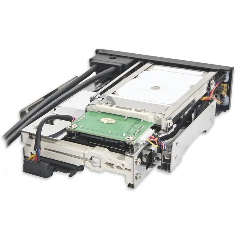 5.25Inch Bay Tray Less Mobile Rack For 3.5Inch And 2.5Inch Sata III HDD With Extra 2 Port USB 3.0,Black/White