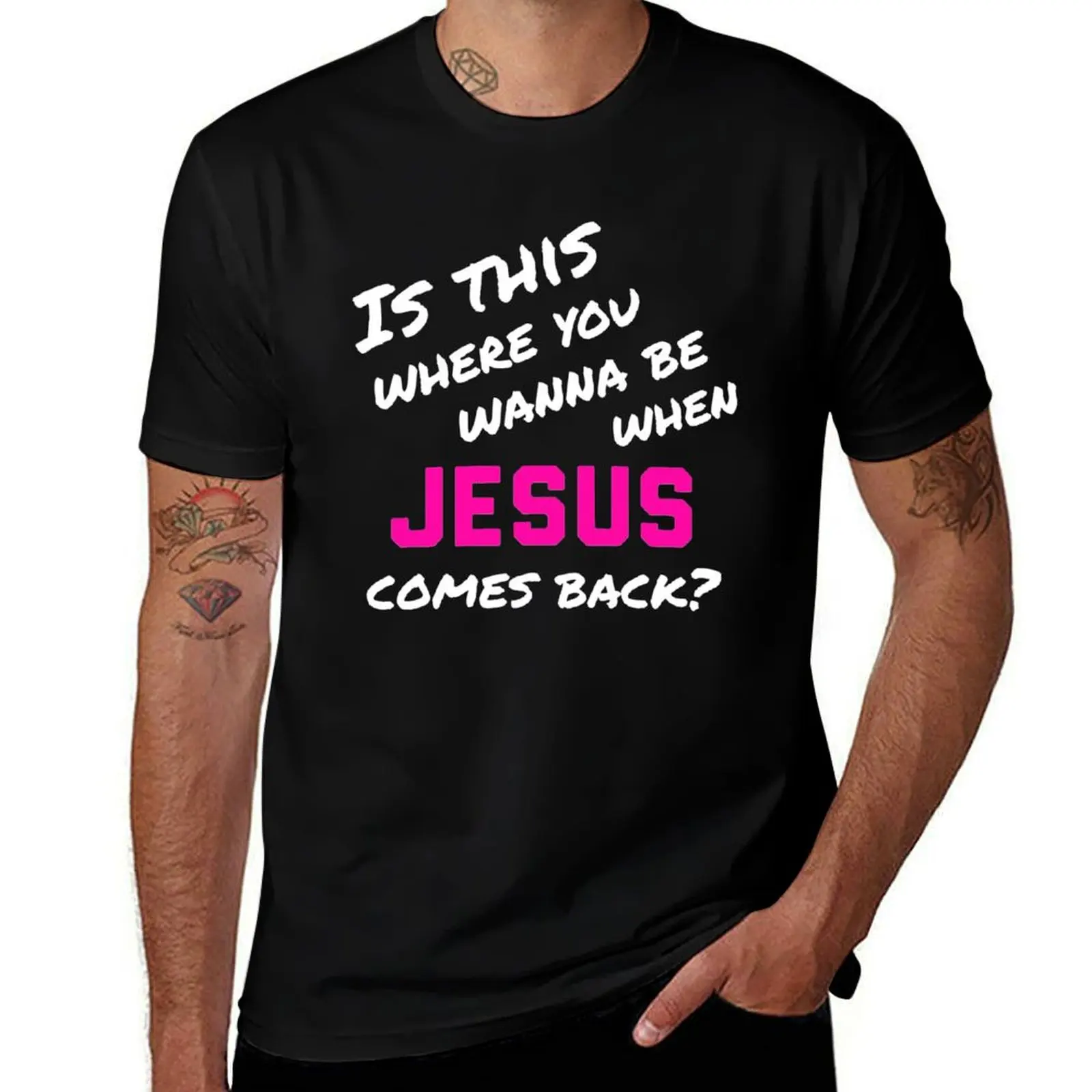 Is this where you wanna be when Jesus comes back T-Shirt Soft Lightweight Cotton T-Shirt