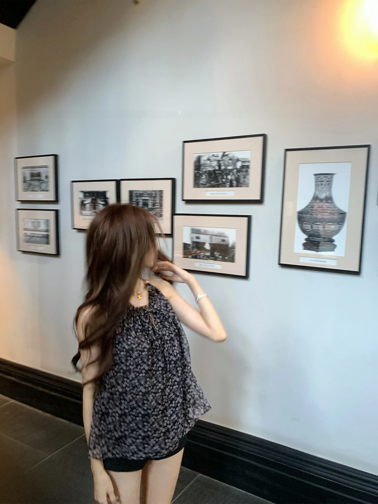 

Ele Purple Vine Printed Pearl Nelace Strapl Top Chic oulder Bared Design Coolline Women's Summer Polyester Vest