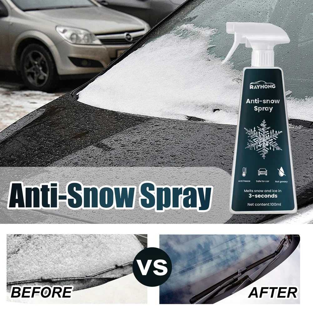 Car Window Cleaner Road Anti Slip Snow Melting Defrost Liquid Instantly Melts Ice Fast Ice Melting Spray Winter Vehicle Supplies