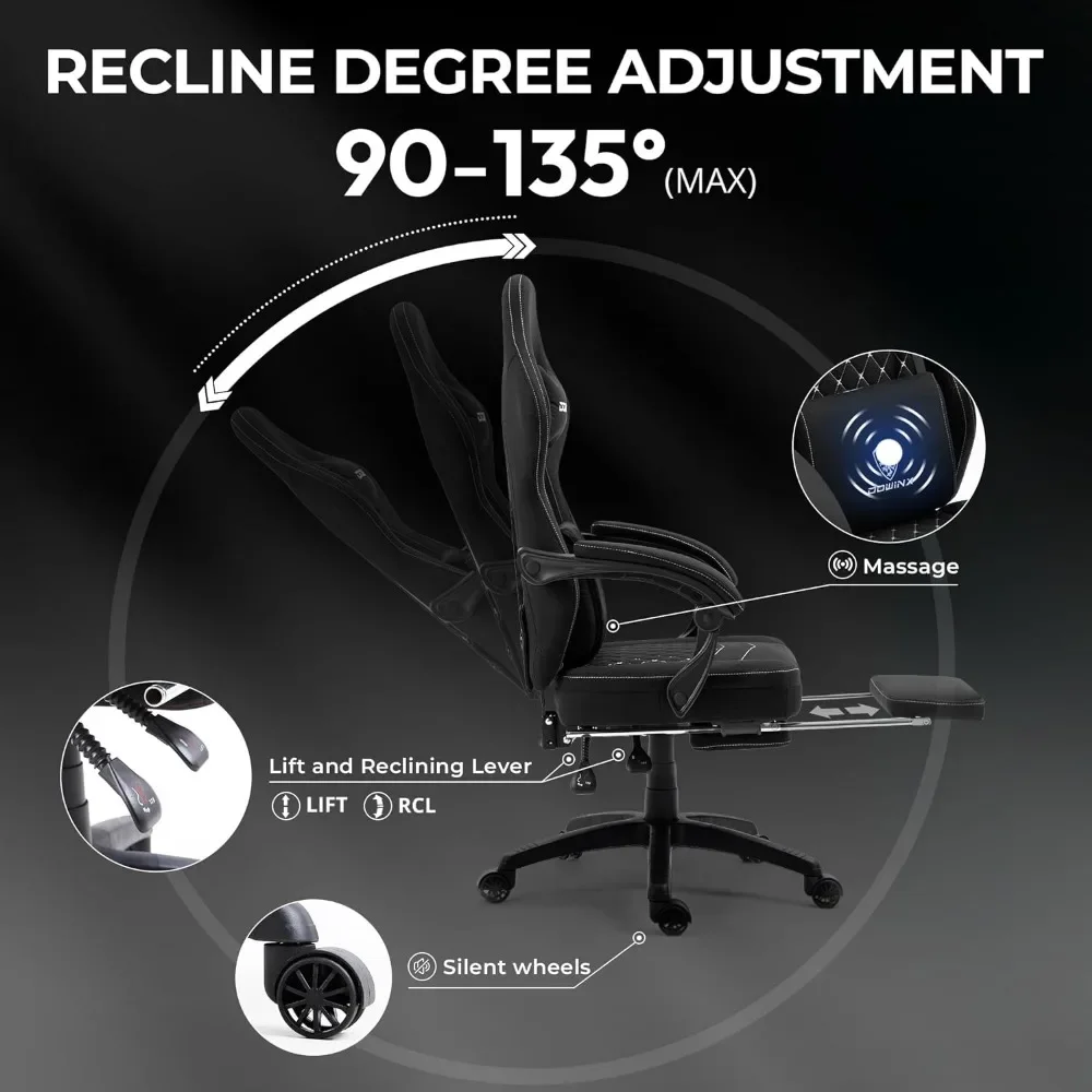 Breathable fabric computer chair with pocket spring pad, gel pad and storage bag, footstool massage game chair, Free shipping GM