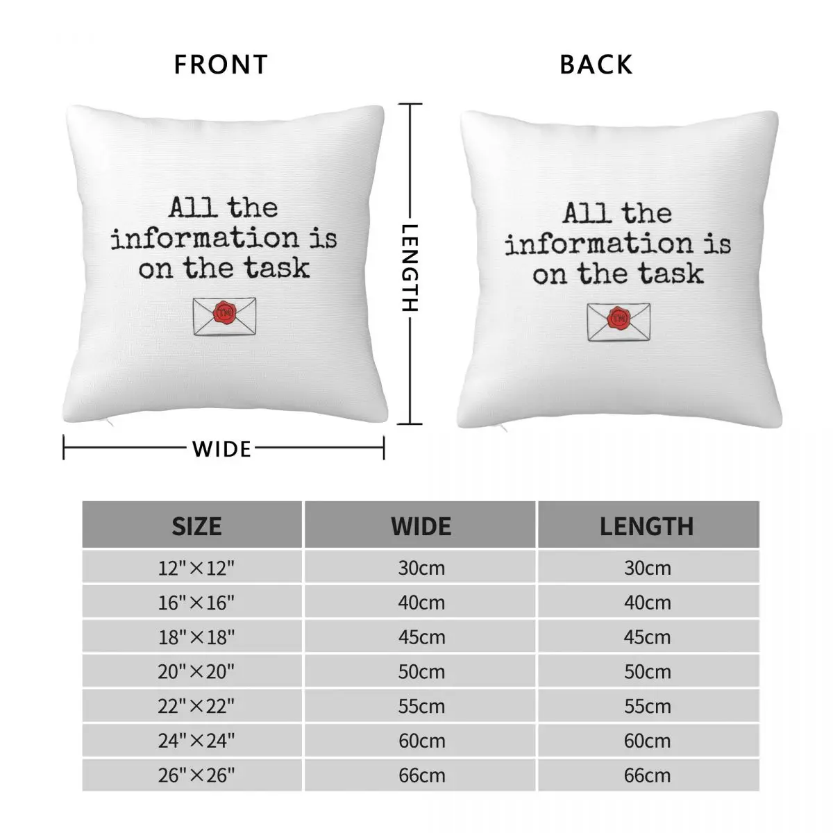 All Information Is On The Task Taskmaster Square Pillowcase Polyester Linen Velvet Pattern Zip Pillow Case Room Cover Wholesale
