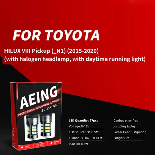 Imagen 2 del producto 2 uds coche LED Blub luz de circulación diurna DRL Canbus libre de errores para toyota HILUX VIII Pickup N1 2015 2016 2017 2018 2019 2020