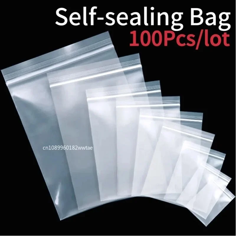 100 Stück/lot Kleine Zip-Lock-Plastiktüten Transparente Beutel Wiederverschließbare Vakuum-Aufbewahrungsbeutel Klare Beutel Ziplock-Lebensmittelaufbewahrungsbeutel