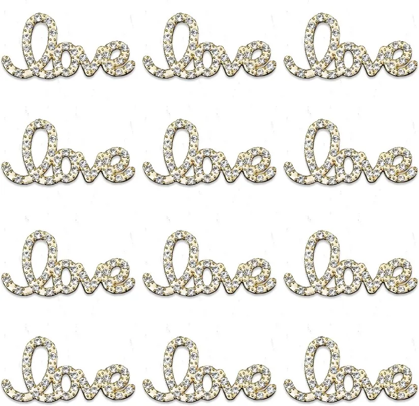 12 PCS Rhinestone Letter Love Embellishment Phone Case Decorations DIY Handicraft Accessories Gift Box Clothes Bag Flower Decor