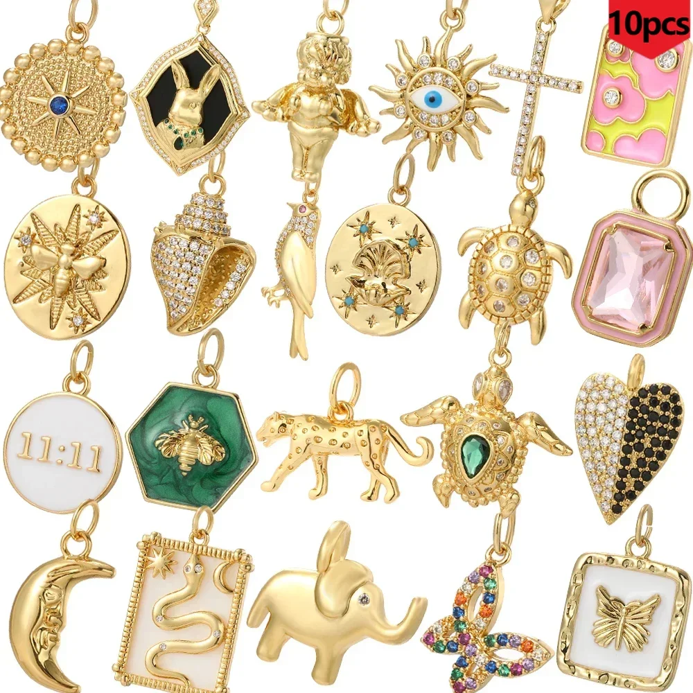 10pcs Cute Bird Butterfly Charms for Jewelry Making Supplies Cute Sun Moon  Diy Earring Bracelet Necklace Accessories Amulet