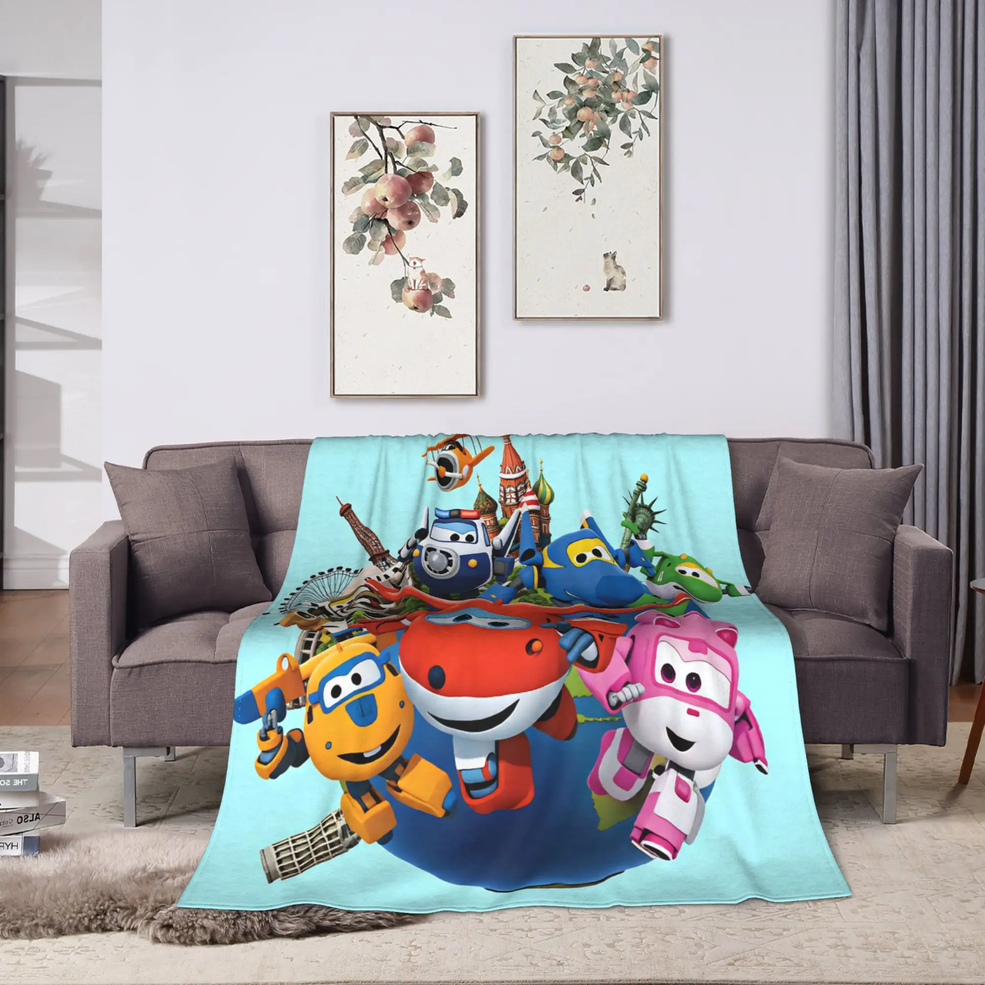 Cartoon SuperWings Blanket  Warm Street Trend Plush Bedding Throws For Child Home Decor Flannel Bedspread Bed Cover