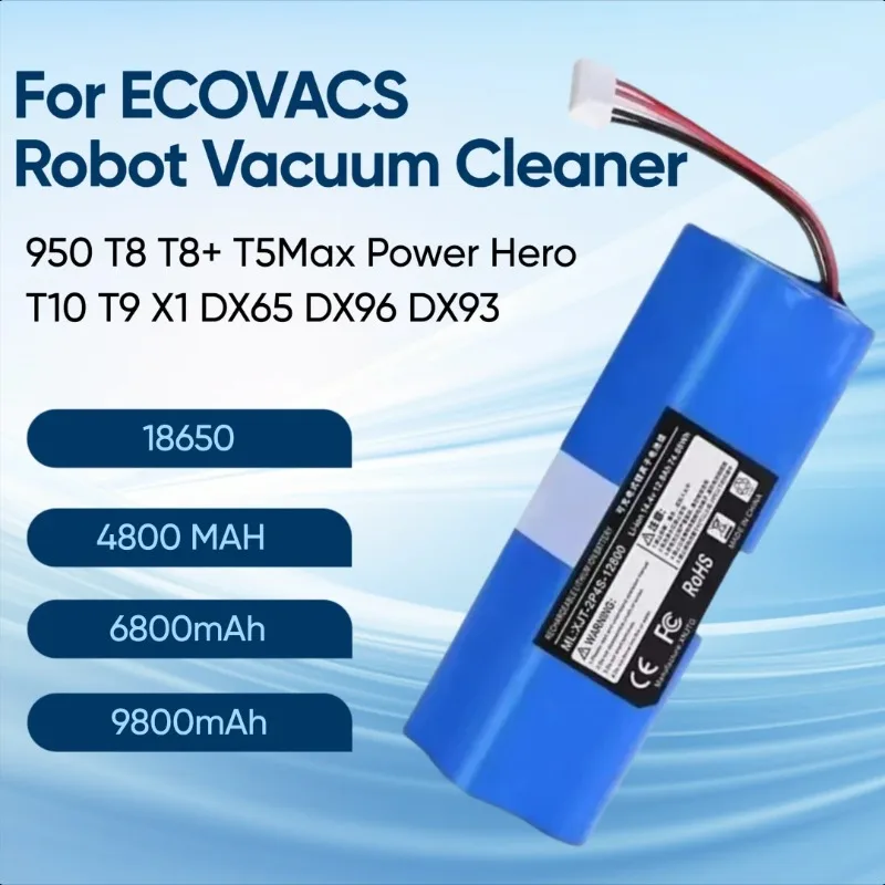 

14.8V for ECOVACS Deebot Ozmo 950 T8 T8+ T5Max Power Hero T10 T9 X1 DX65 DX96 DX93 Robot Vacuum Cleaner Rechargeable Battery