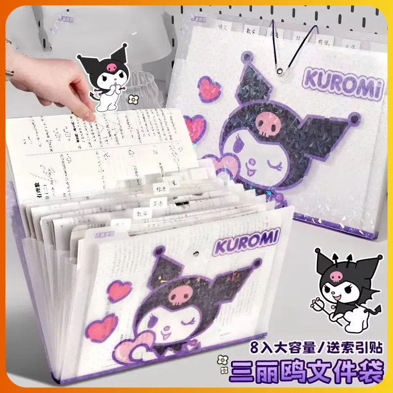 

Папка для органов Hello Kitty Sanrio, многослойная папка большой емкости, сумка для файлов с рисунком Куроми А4, экзаменационная бумага, студенческая сумка для хранения