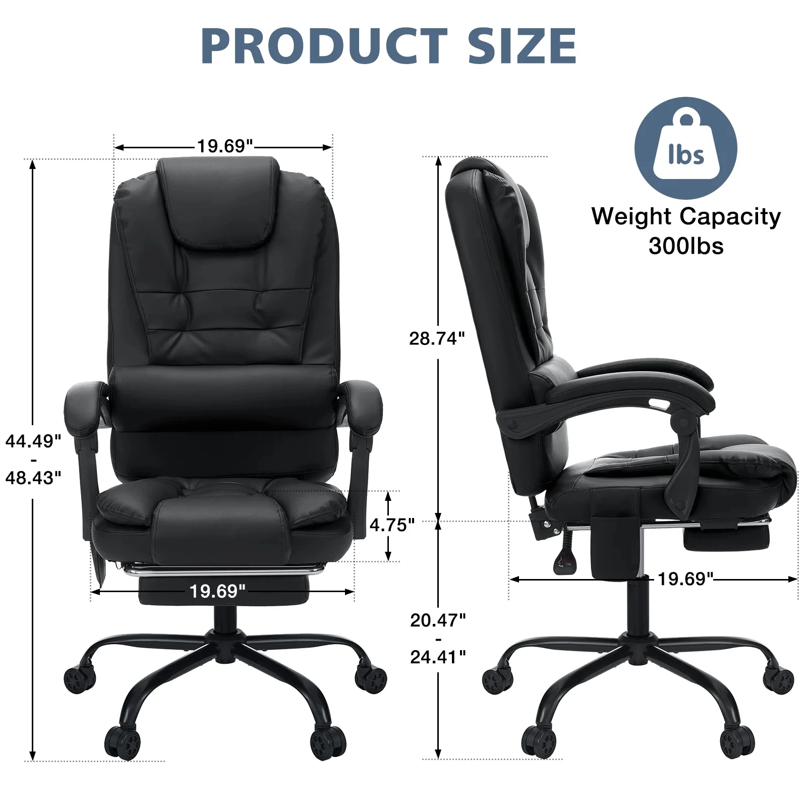 Silla de oficina ejecutiva de cuero con respaldo alto, Sillón de masaje con reposapiés, reclinable, soporte Lumbar para escritorio de ordenador