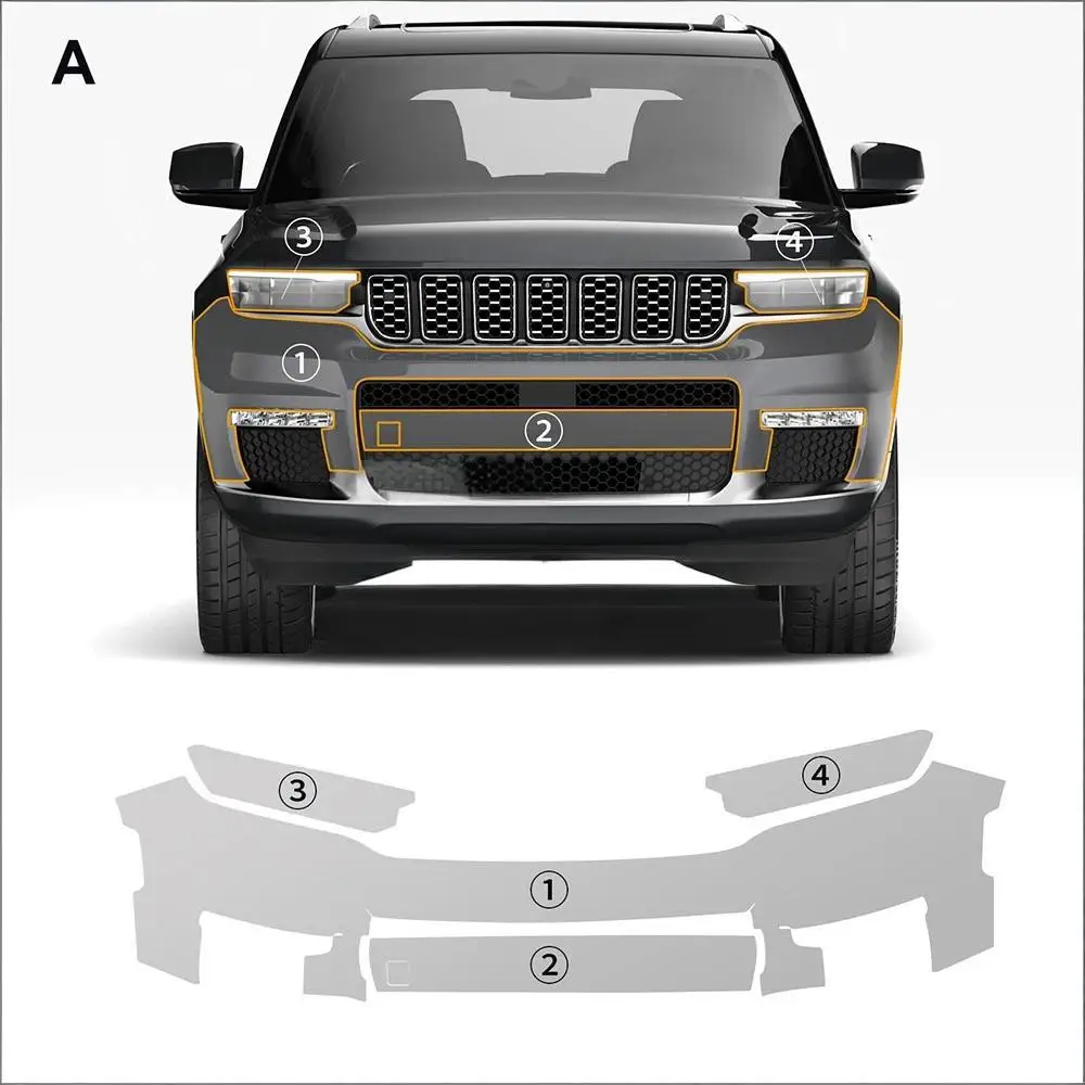 8.5Mil TPU Scratch-resistant Car Paint Protection Film For Grand Cherokee Extended 2022-2025 Body Transparent Bra Per-cut PPF