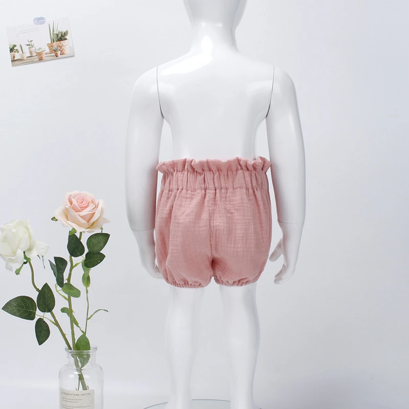 Entzückende Shorts für kleine Jungen und Mädchen, Sommer, weich, atmungsaktiv, muslimische Baumwolle, für Kleinkinder, Pumphose, Gummibänder, Taille, Kinder-Shorts – Detail 4