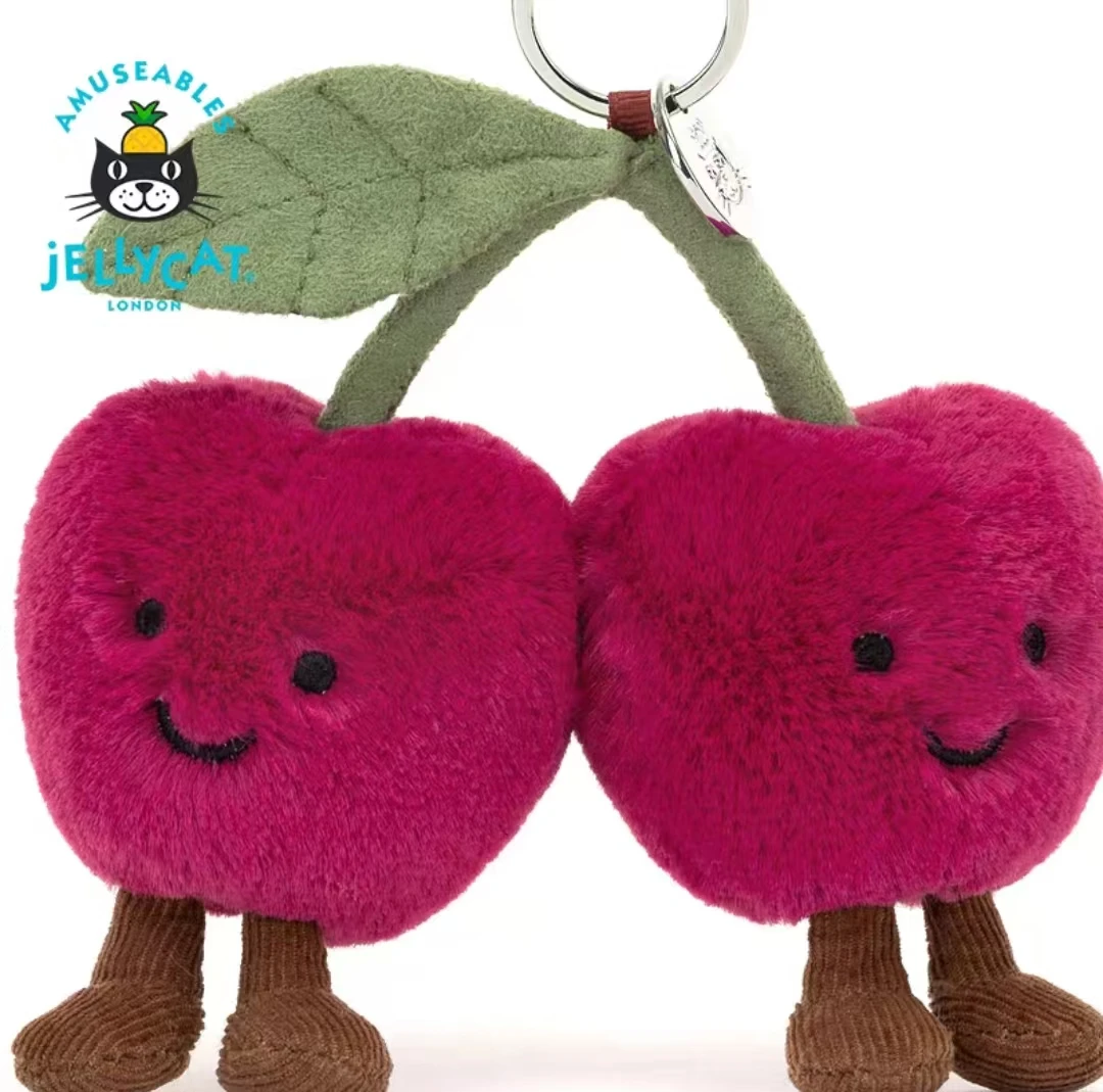 Jellycat Amuseables Cherries Bag Charm 4 дюйма — ультра-мягкая плюшевая игрушка NWT |   Идеальный подарок