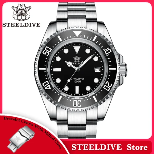 Imagen 1 del producto SD1964 STEELDIVE 1000M impermeable 45.4MM reloj fantasma de agua grande para hombres Super BGW9 reloj de buceo luminoso azul con válvula