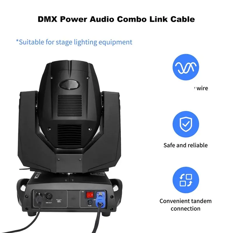 FYBL-Powercon DMX Combo Connect Cable 3Meters 3 Pin XLR & Power Con Compatible Combi Cable For Moving Heading Lighting