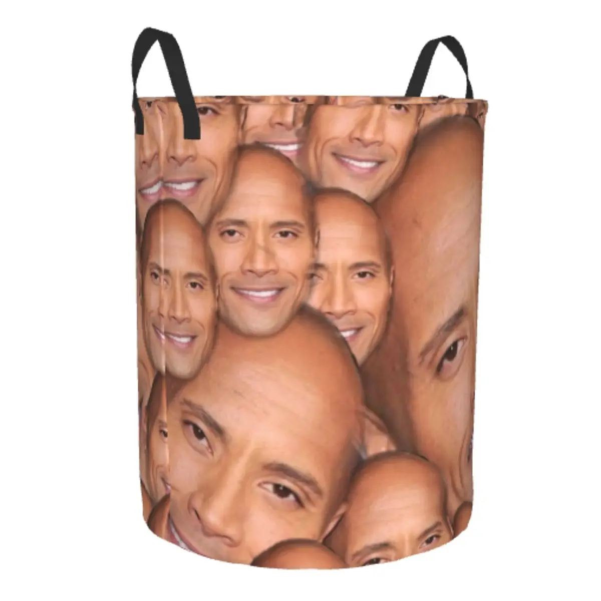 Custom The Rock Face Dwayne Laundry Basket Collapsible American Actor Johnson Clothes Hamper for Baby Kids Toys Storage Bag