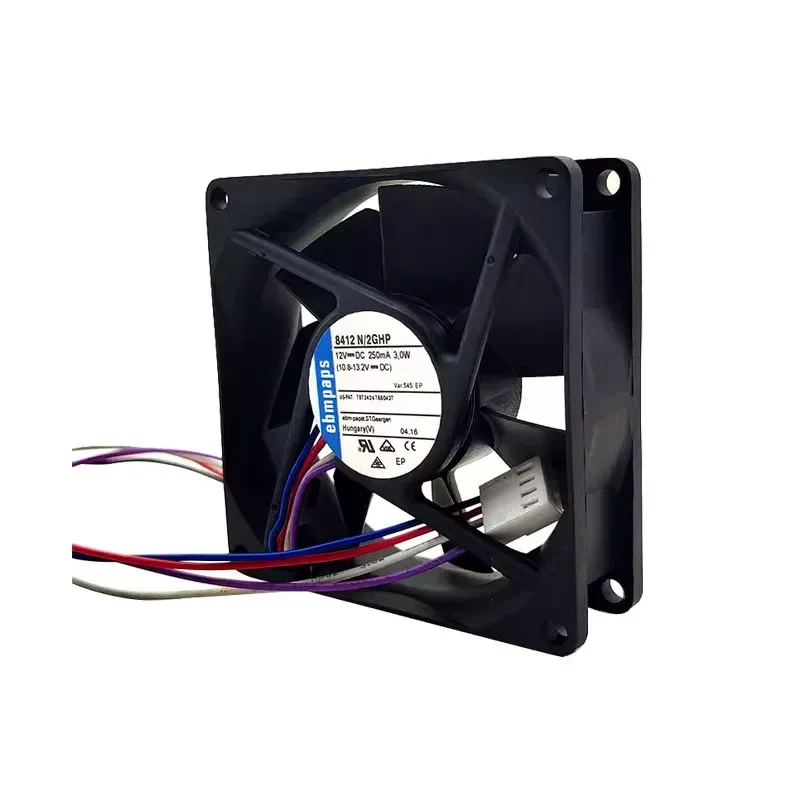 Original German 8412N 2GHP 8025 12V3W 8cm Silent Chassis 4-Pin Speed Regulating Cooling Fan for Computers