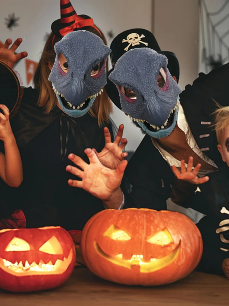 Maska na Halloween Dinozaur Ruchoma maska na usta Zwierzę Tyranozaur Rex Maska Karnawałowe nakrycie głowy dinozaura