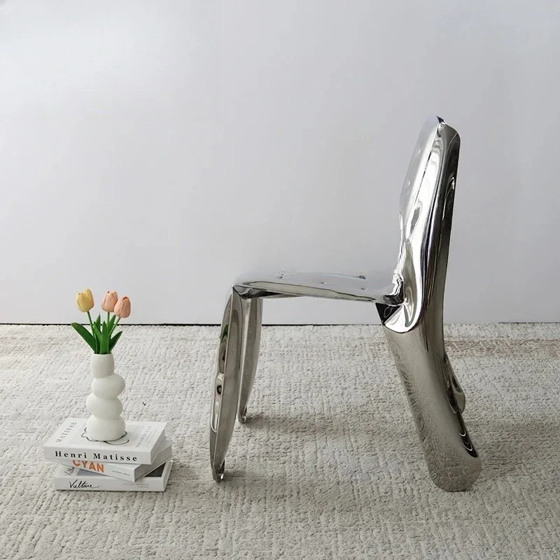 

Modern style creative living room furniture dining room hotel stainless steel balloon back dining chair