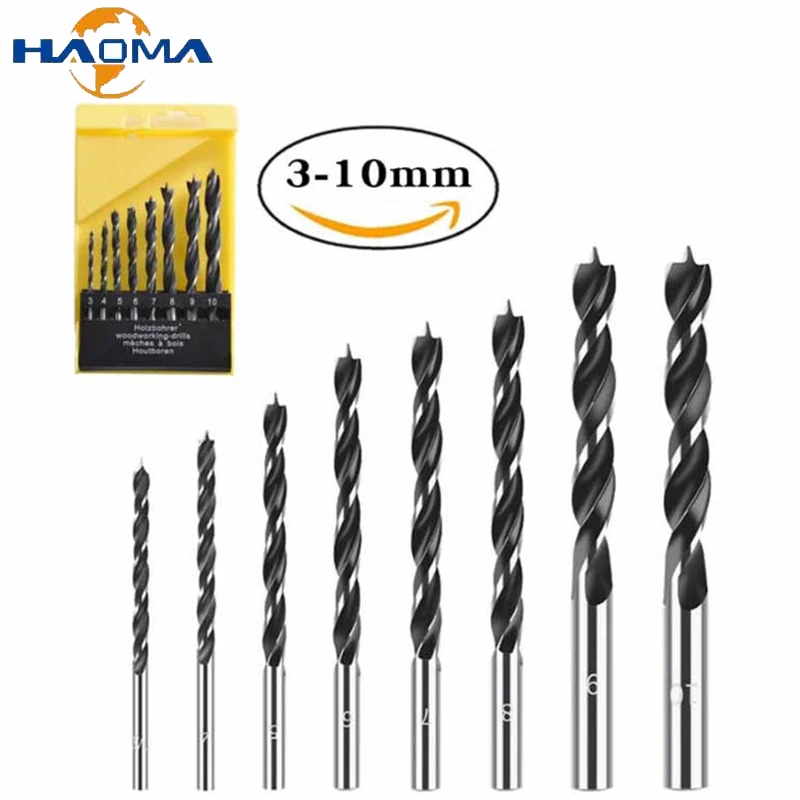 Woodworking Drill Bit Set Center Locator Twist Carbon Steel Hardwood Plywood Plastic Aluminum