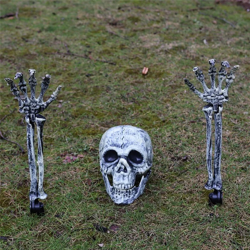 

75STO-Halloween Skull Hand Set Halloween Skull Three-Piece Set For Halloween Party Home Garden Lawn Decor