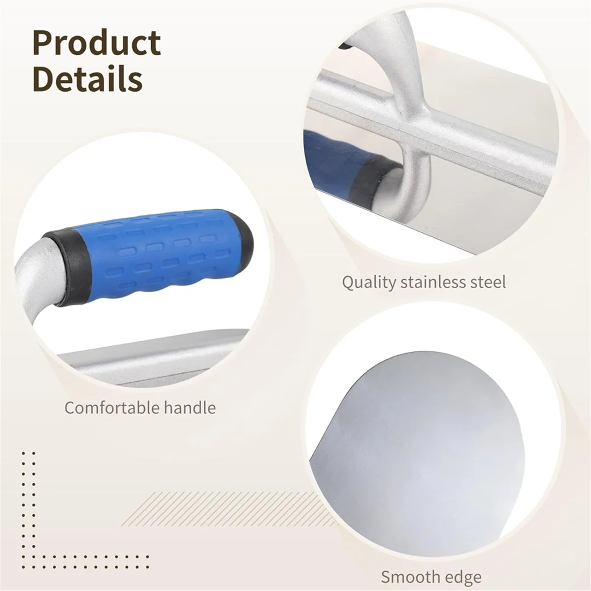 2025 + مقبض بلاستيكي من الفولاذ المقاوم للصدأ أداة مجرفة تشطيب الخرسانة المستديرة أداة تشطيب الخرسانة أداة مقبض بلاستيكي يدوية ، C