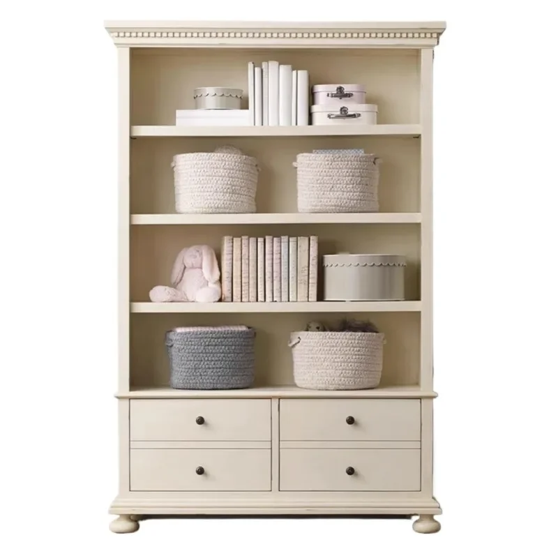 French solid wood bookcase, vintage locker, multi-functional storage, single multi-layer bookshelf bookcase