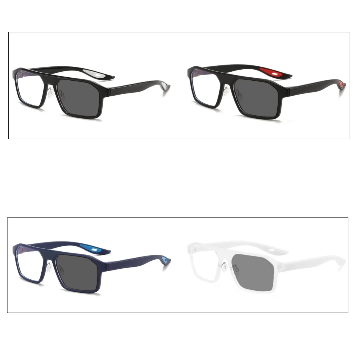 Square Photochromic Blue Light Blocking Large Frame Eyeglasses fashion Reading Glasses ladies Prescription Glasses for Men