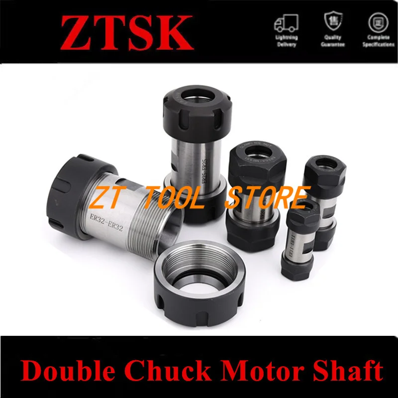 Double Chuck Motor Shaft ER11 ER16 ER20 ER20 ER25 ER32 Tool Holder Motor Shaft Column Spindle ER Collet Engraving Machine