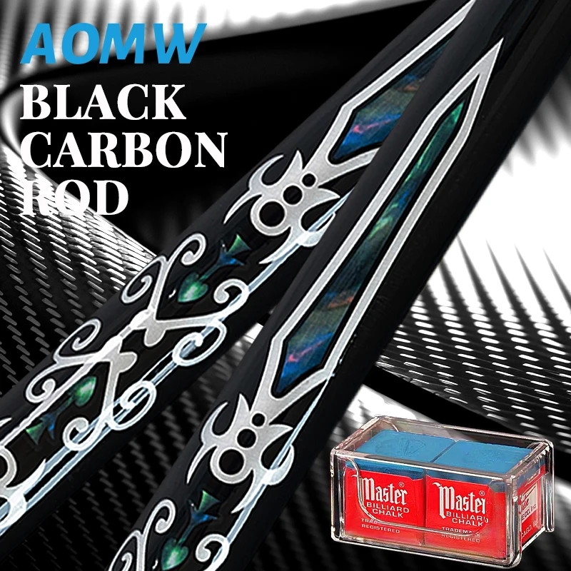 

20oz 1/2 black Silver arrow non-deformable Carbon rod High appearance level billiard cue with two chocolate powder gift for bill