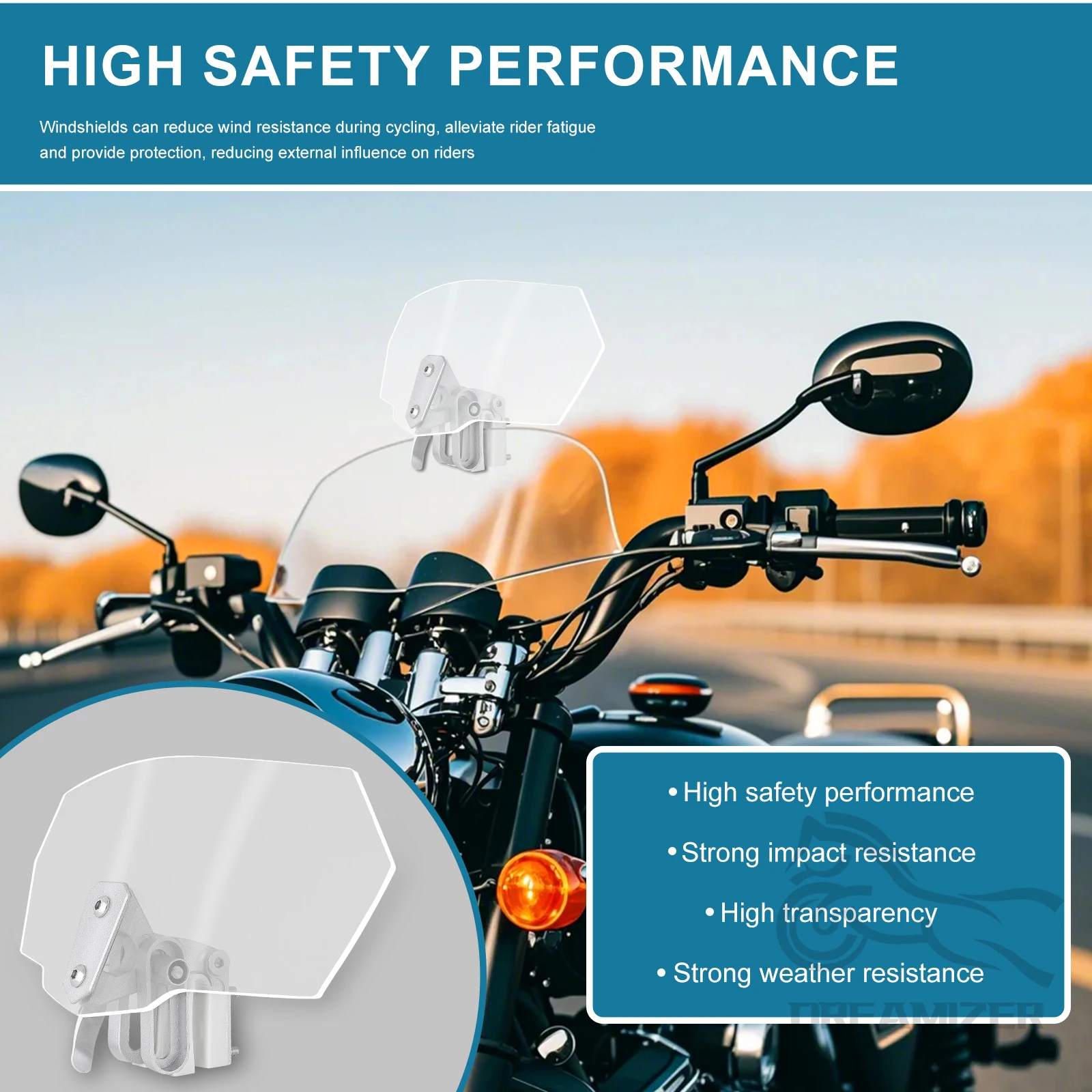 Motorcycle Universal Modified Heightened Windshield Windshield Installed Moto Windshield Extension Transparent Smoke
