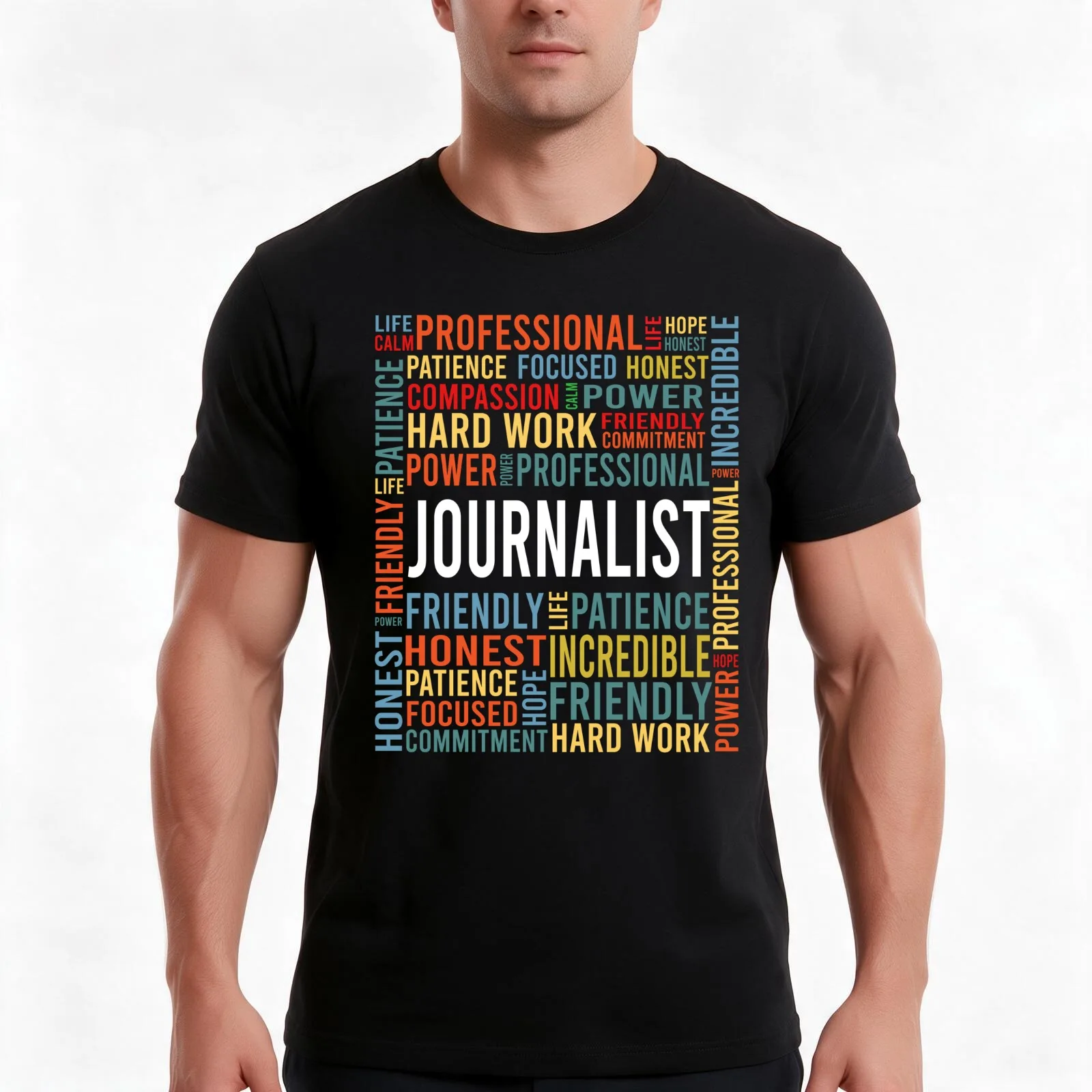 journalist saying: journalist words gift T-Shirt, Summer Casual Cotton Tee, Oversized Streetwear Tops, Vintage Graphic Print