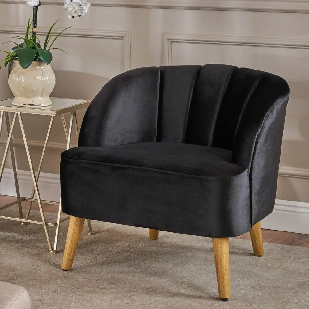 

Modern Velvet Channel Stitch Slope Armed Club Chair