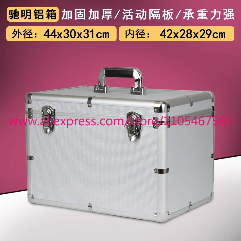 1Pcs Thickened aluminum alloy toolbox Large metal storage box with lock Instrument display Suitcase with compartment