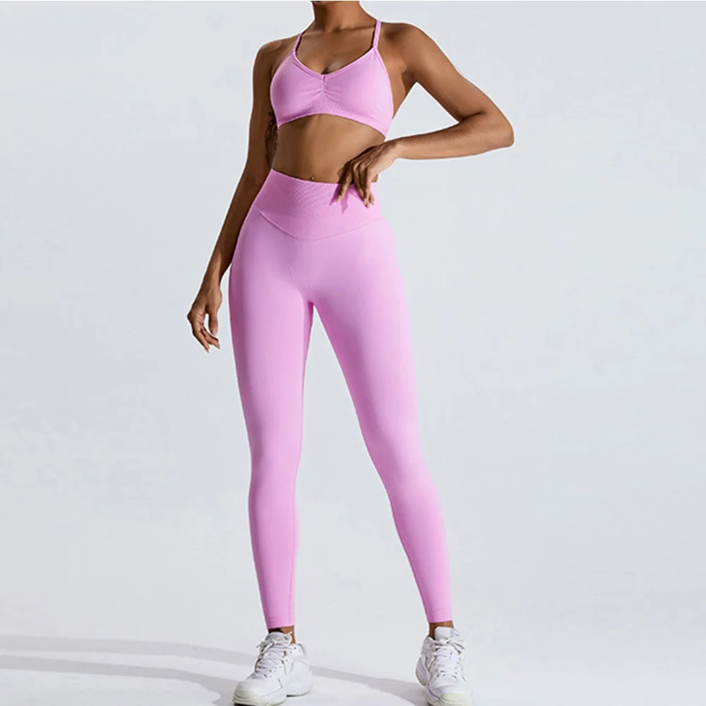 Gym Clothes Women 2 Pcs Yoga Set Sports Bra Seamless High Waist Leggings Women's Tracksuit Sportswear Fitness Suit Activewear