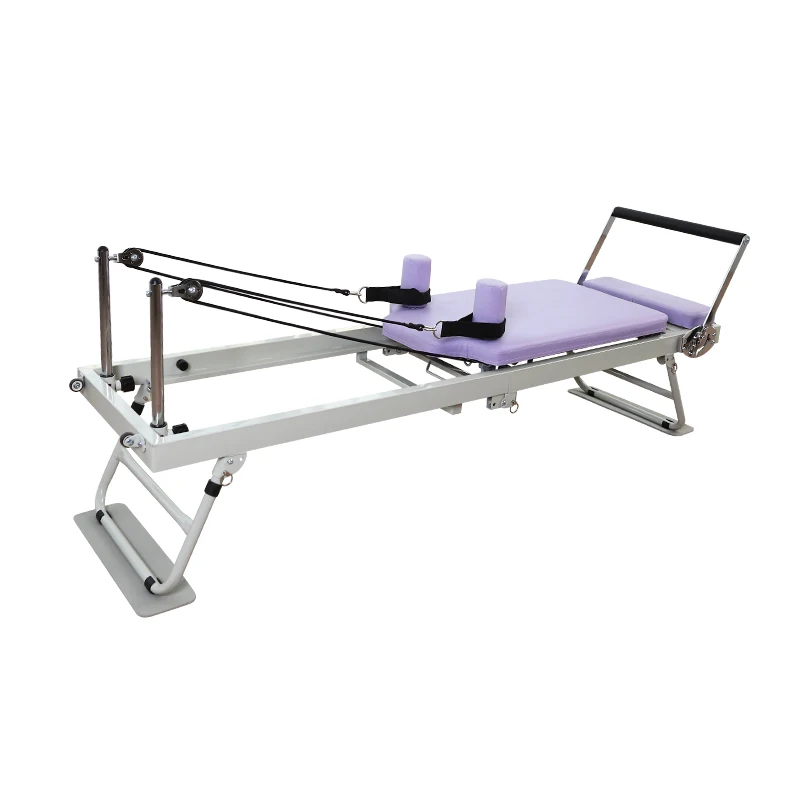 

Purple Durable Pilates Reformer Machine Silent Operation Portable Foldable Yoga Gym Equipment Adjustable Multifunction Studio