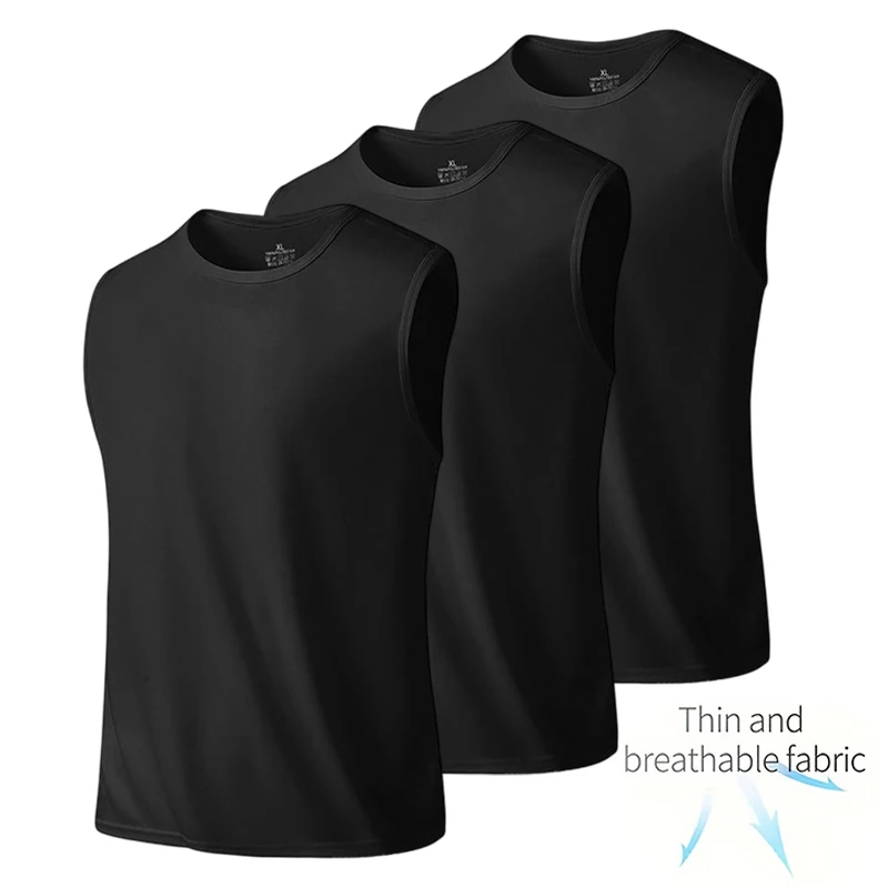 

3 шт. мужских спортивных майок: быстросохнущие безрукавки для фитнеса, бодибилдинга, баскетбола, дышащие сетчатые летние топы для спортзала