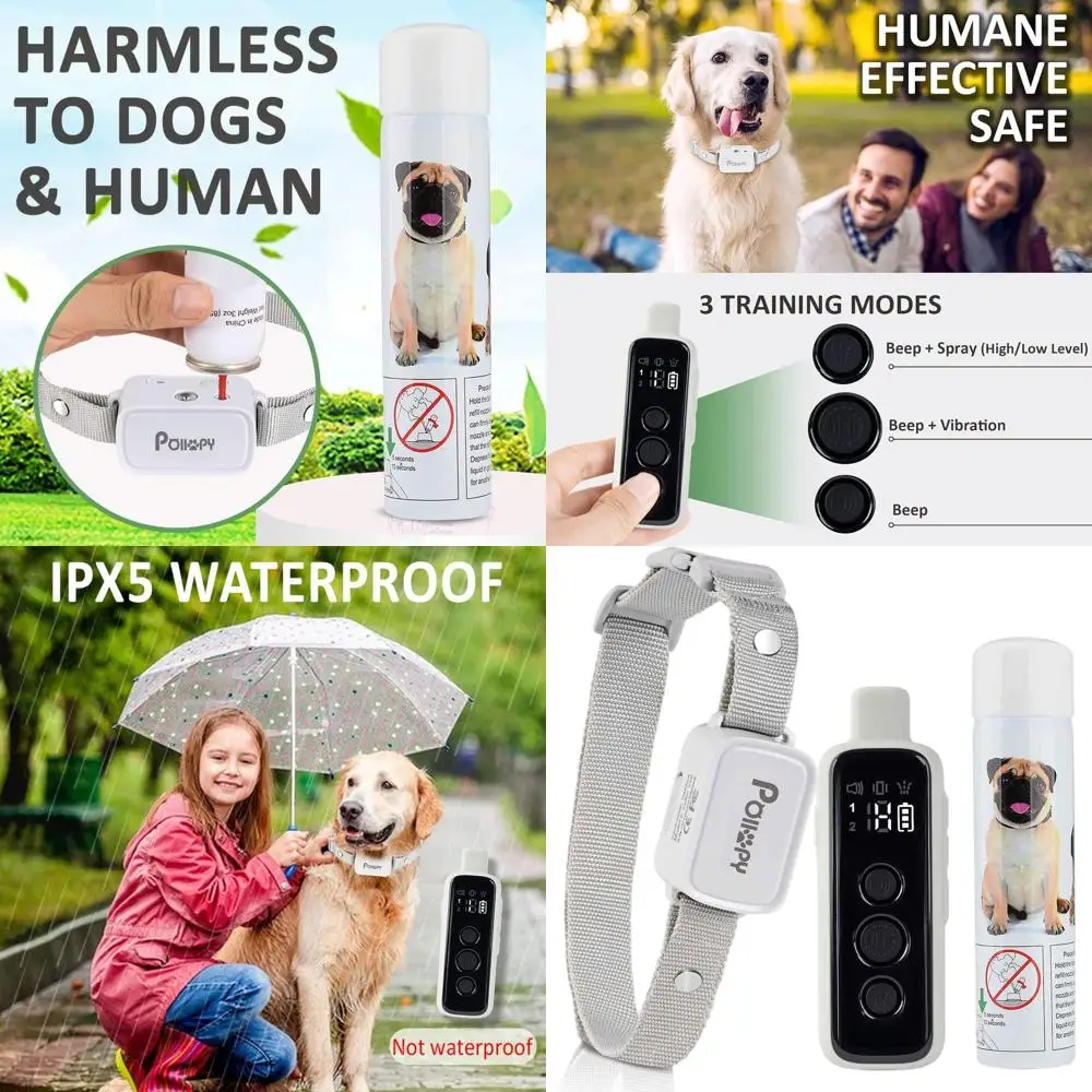 

Ошейник цитронелла с дистанционным управлением, 3 режима: распылитель, вибрация, звуковой сигнал — дальность действия 1000 футов, перезаряжаемый, обучение гуманности